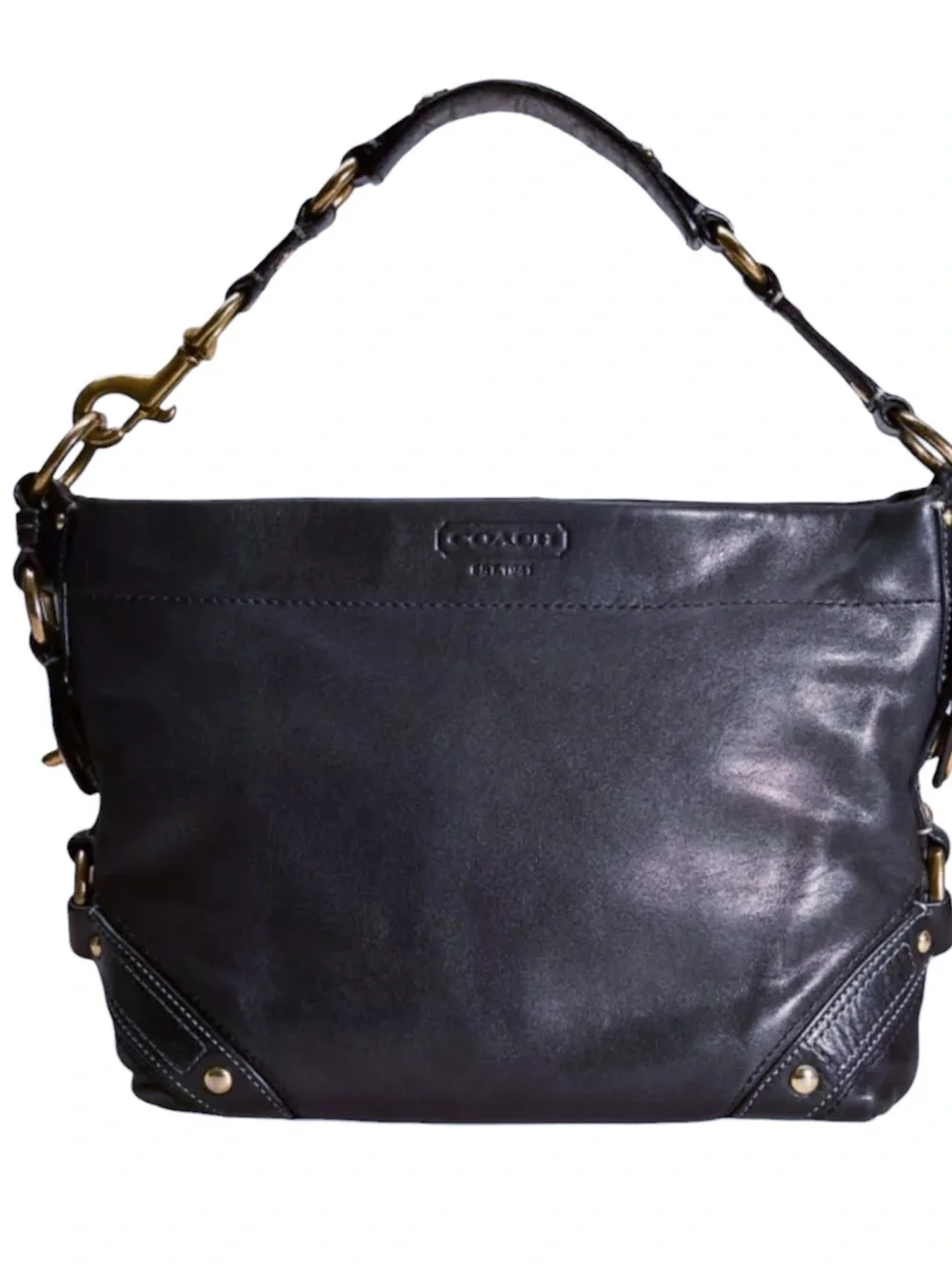 Vintage Y2K Coach Carly 2007 black leather hobo shoulder bag